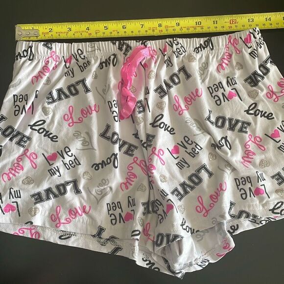 Pj pajama bottom shorts colorful pink love my bed glitter heart size XL - Picture 7 of 10